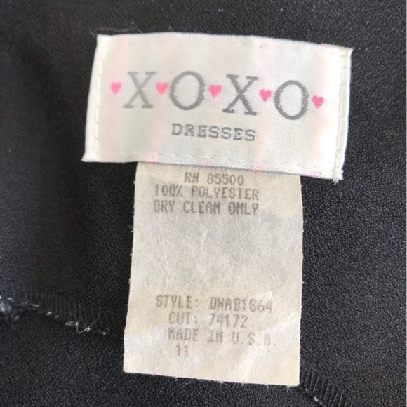 Vintage XOXO Dresses Black Sleeveless Blue Embroidered Floral Y2K Dress Size 11 - Picture 4 of 9